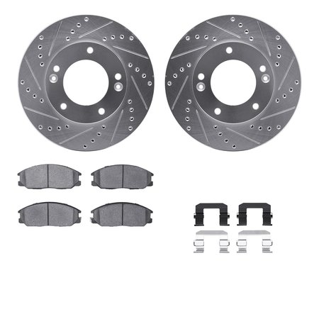DYNAMIC FRICTION CO 7512-21009, Rotors-Drilled and Slotted-Silver w/ 5000 Advanced Brake Pads incl. Hardware, Zinc Coat 7512-21009